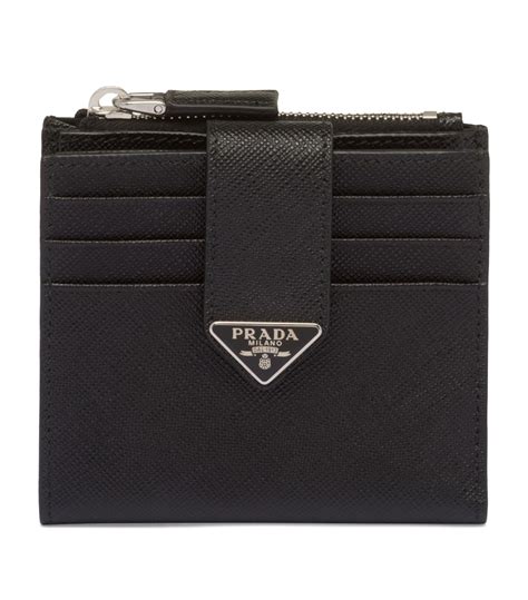 prada bifold wallet with multi color interior|prada card holder with zipper.